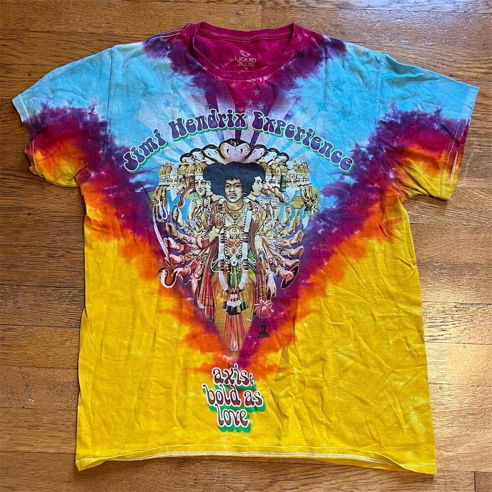 Liquid Blue Jimi Hendrix Experience Tie-Dye T-Shirt Unisex M Multicolor